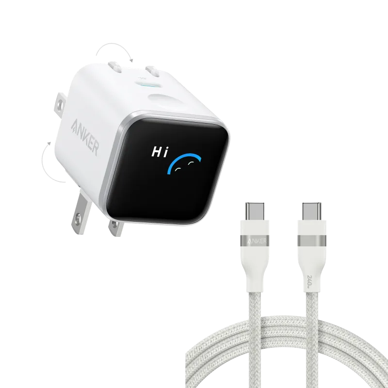 Anker Nano Charger (45W, Smart Display, 180° Foldable)