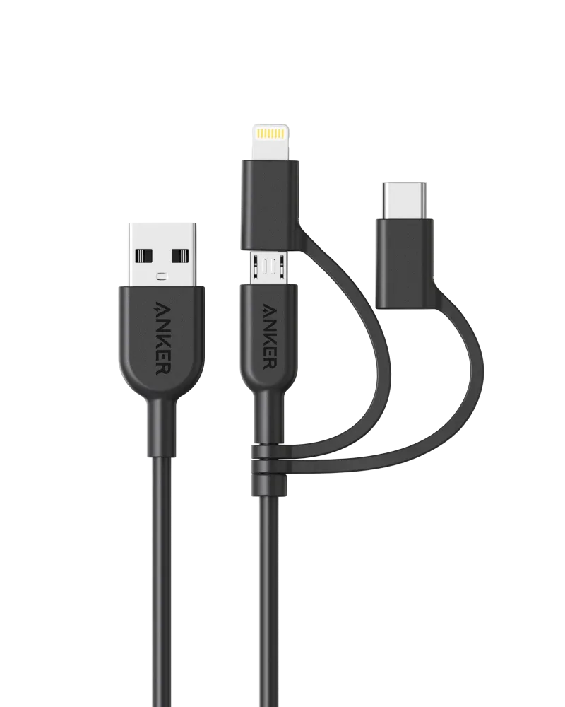 Anker <b>321</b> USB-A to Lightningケーブル（3 ft 3-in-1）