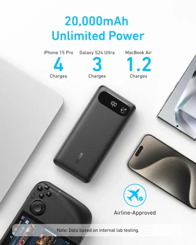 Anker Power Bank (20K, 87W, wbudowany kabel USB-C)