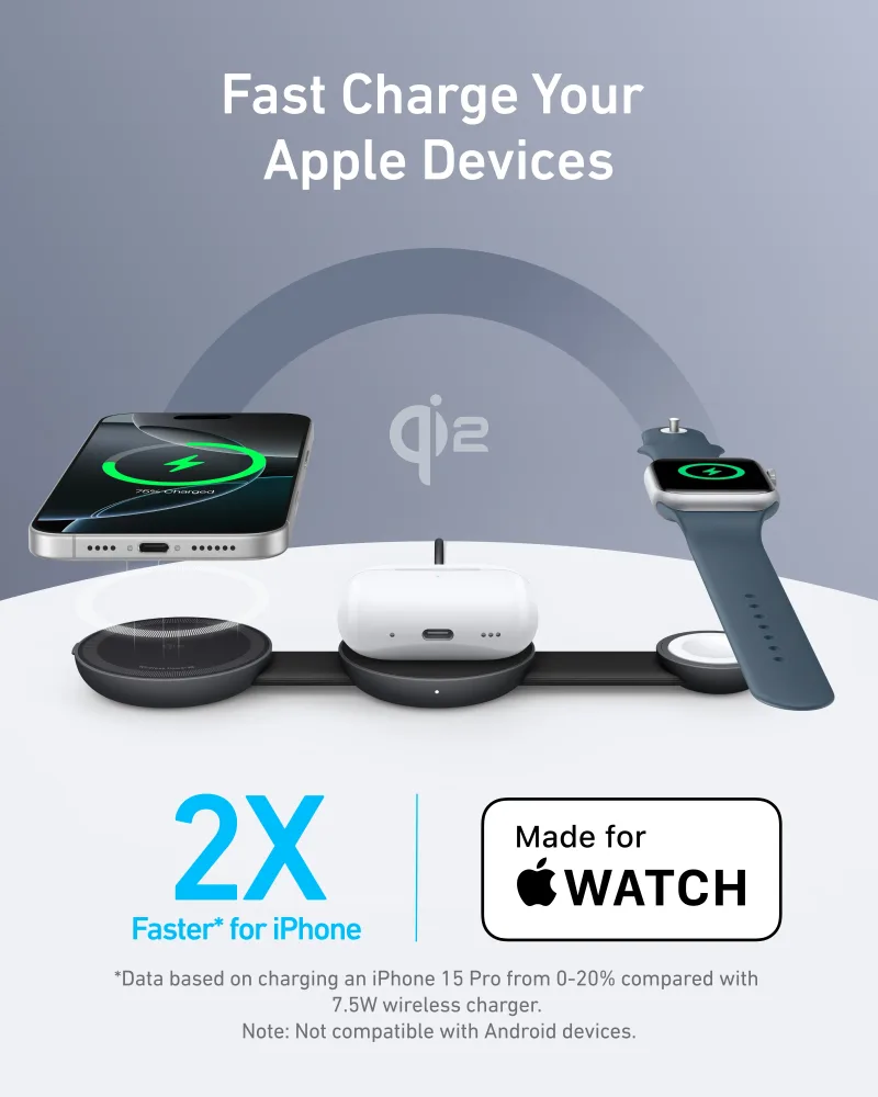 Anker MagGo Wireless Charging Station (3-in-1, Foldable Pad)
