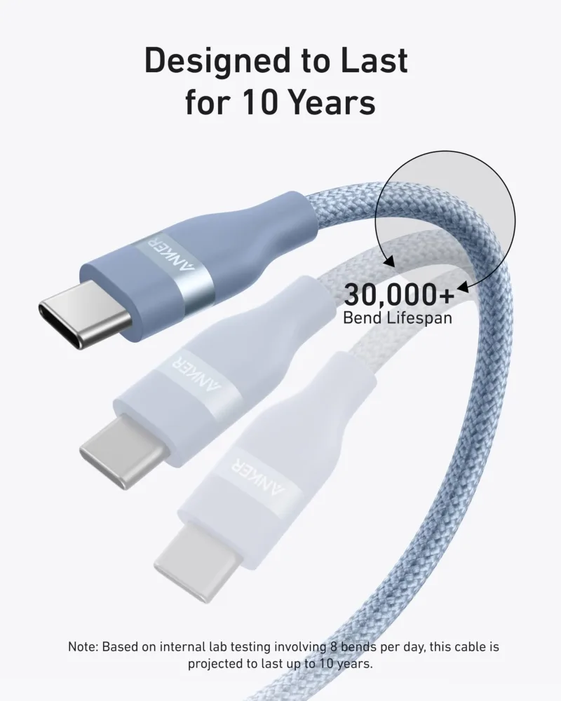 Anker USB-C-auf-USB-C-Kabel (3 ft / 6 ft, 240W, Upcycled-Braided)