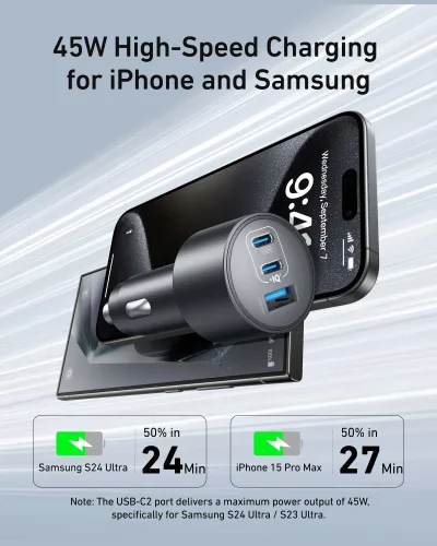 Carregador de Carro Anker Nano (167,5W, 3 Portas)