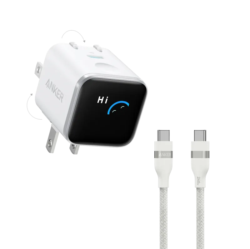 Anker Nano Charger (45W, Smart Display, 180° Foldable)